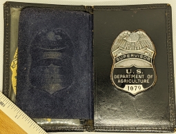 1980s - 1990s US Department of Agriculture Supervisor Badge in Wallet & Embroidered Badge